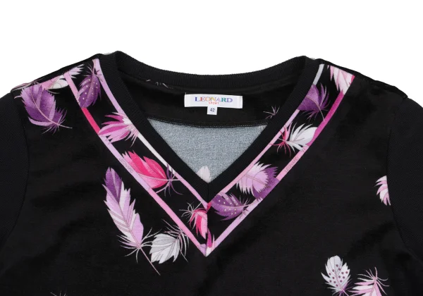 LEONARD SPORT Feather Printed Velour Switching Dress K-161585_004