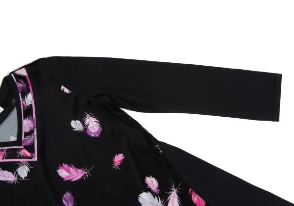 LEONARD SPORT Feather Printed Velour Switching Dress K-161585_005