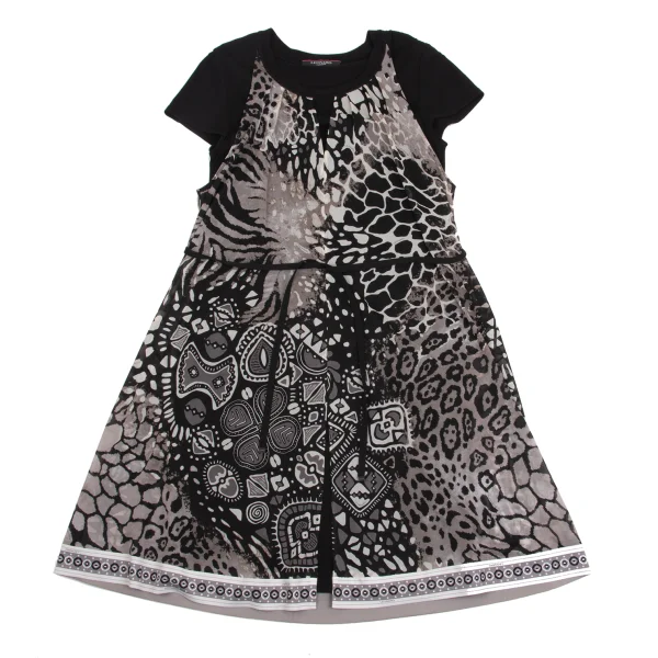 LEONARD Leopard Layered Short Sleeve Dress K-161586_002