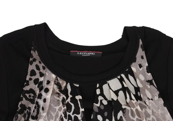 LEONARD Leopard Layered Short Sleeve Dress K-161586_004