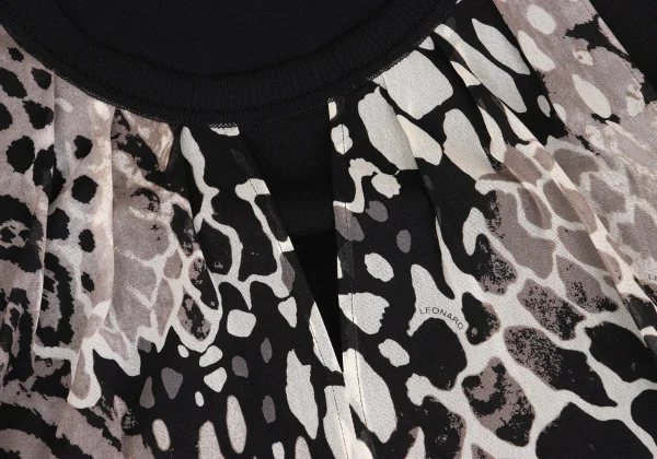 LEONARD Leopard Layered Short Sleeve Dress K-161586_005