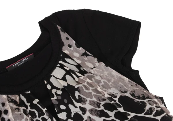 LEONARD Leopard Layered Short Sleeve Dress K-161586_006