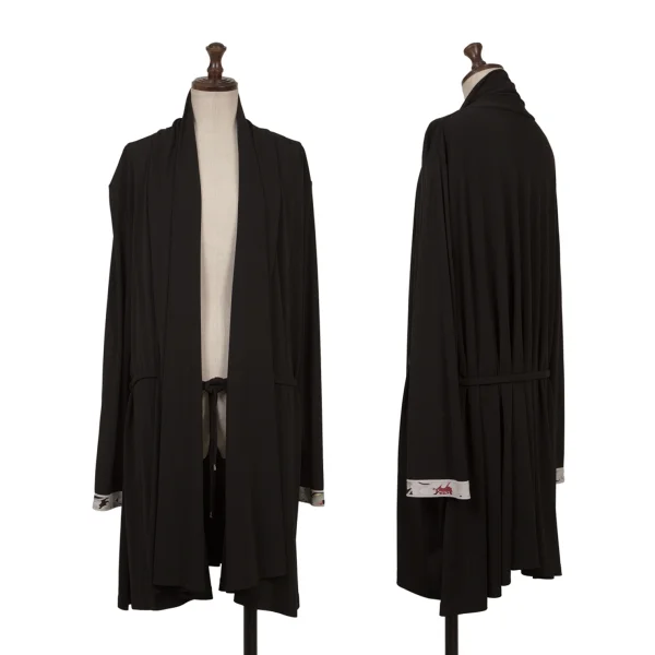 LEONARD Rayon Poly Waist Cord Long Cardigan Black 48 K-161587_001