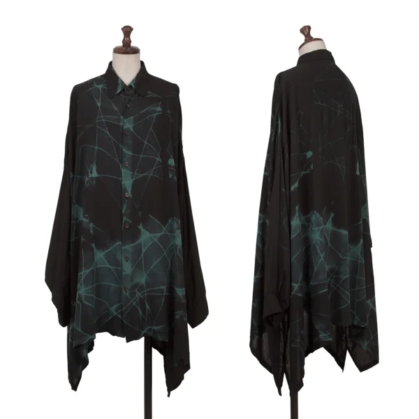 Y's Rayon Dyed Oversized Shirt Black,Sky blue 2 K-161598_001