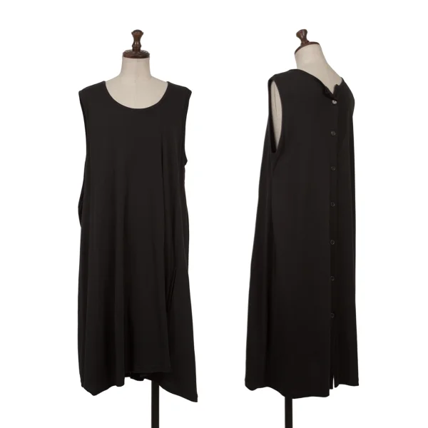 Y's Cotton Back Button Sleeveless Tunic Black 2 K-161600_001