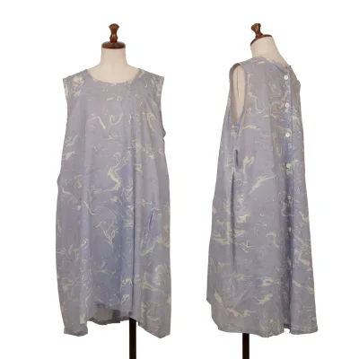 Y's Rayon Marble Printed Back Button Sleeveless Tunic