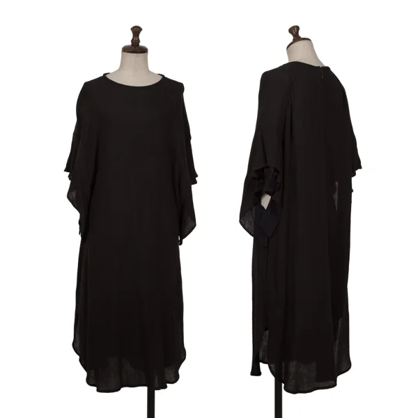 Y's Rayon Ruffle Sleeve Dress Black 2 K-161603_001