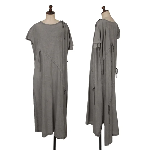 Y's Pigment Dyed Drawstring Gathered Design Dress Grey 2 K-161608_001