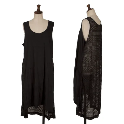 Y's Back Lace Switching Wrinkled Sleeveless Dress