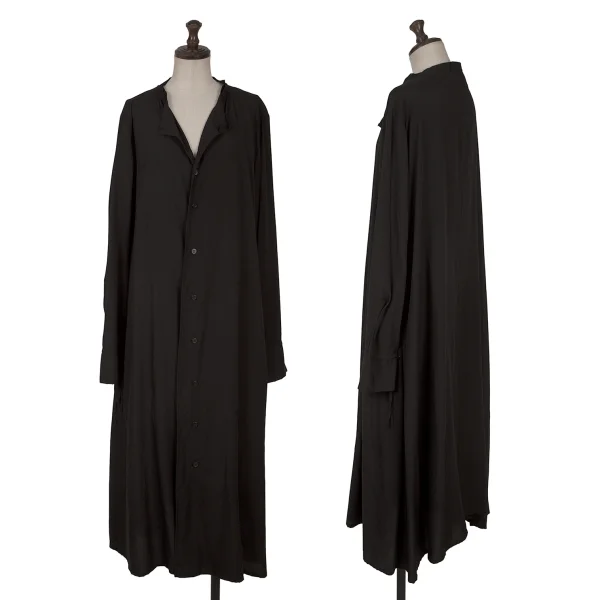 Y's Tencel Cut Off Collar Shirt Dress Black 2 K-161616_001