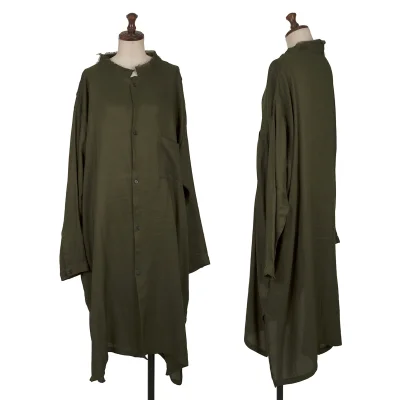 Y's Linen Tencel Cut Off Collar Shirt Dress