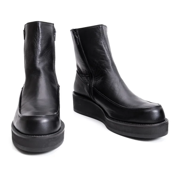 Y's Leather Platform Zip Boots Black 5(US About 8) K-161632_001