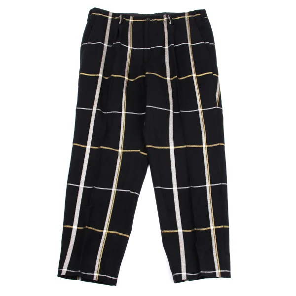 Yohji Yamamoto POUR HOMME Check Flannel Wool Pants Navy 4 K-161649_001