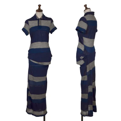 COMME des GARCONS Stripe Switching Asymmetry Dress