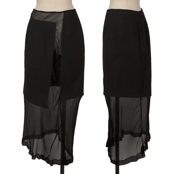 COMME des GARCONS See-through Switching Wool Skirt Black S K-161653_001