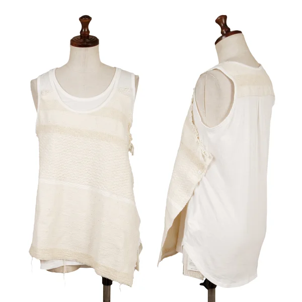 Y's Layered Asymmetry Tanktop White 1 K-161654_001