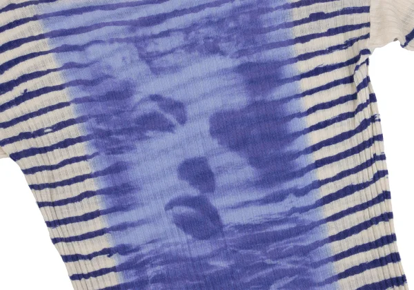 Jean Paul GAULTIER CLASSIQUE Frame Face Print Striped Rib Knit Top K-161656_004