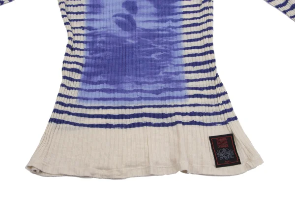 Jean Paul GAULTIER CLASSIQUE Frame Face Print Striped Rib Knit Top K-161656_007