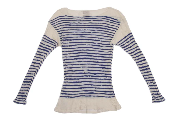 Jean Paul GAULTIER CLASSIQUE Frame Face Print Striped Rib Knit Top K-161656_011