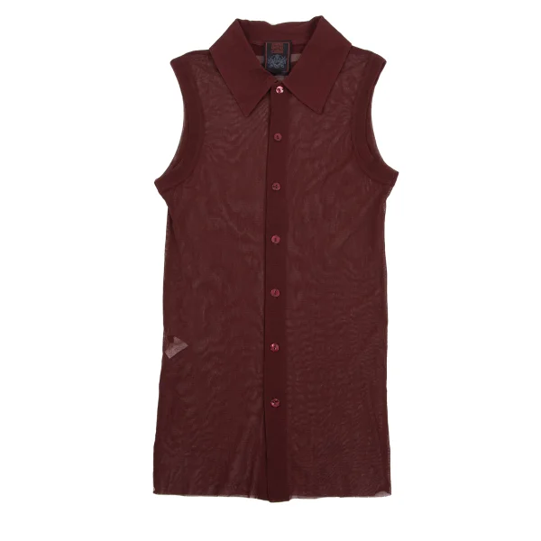 Jean Paul GAULTIER CLASSIQUE Mesh Sleeveless Blouse Bordeaux 48 K-161659_001
