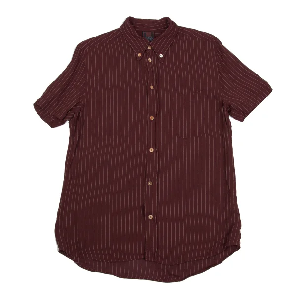Jean Paul GAULTIER CLASSIQUE Rayon Striped Short Sleeve Shirt Bordeaux 48 K-161660_001
