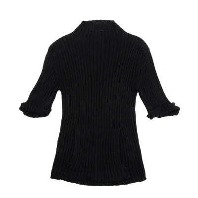 Jean Paul GAULTIER CLASSIQUE Linen 5/4 Sleeve Mock Neck Rib Knit