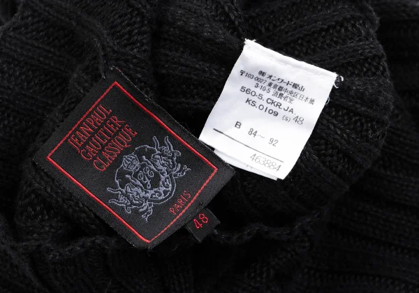 Jean Paul GAULTIER CLASSIQUE Linen 5/4 Sleeve Mock Neck Rib Knit K-161661_013