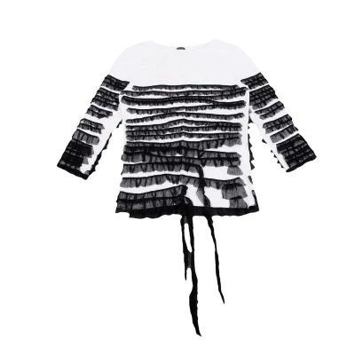 Jean Paul GAULTIER HOMME Cotton Poly Mesh Frill Taping T-shirt
