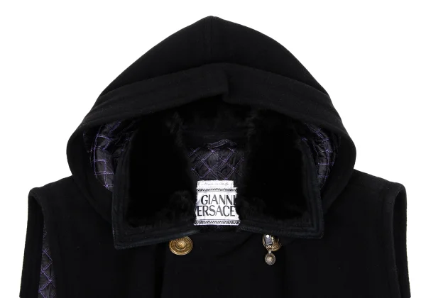 GIANNI VERSACE Fur Collar Melton Wool Sleeveless Jacket K-161666_003