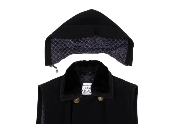 GIANNI VERSACE Fur Collar Melton Wool Sleeveless Jacket K-161666_006