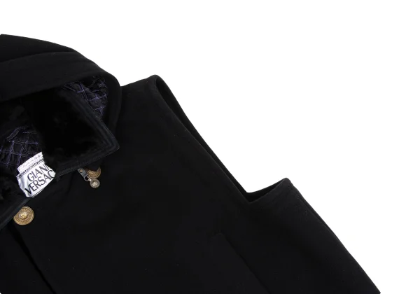 GIANNI VERSACE Fur Collar Melton Wool Sleeveless Jacket K-161666_007