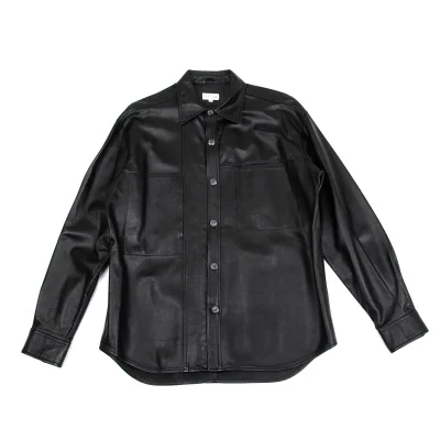 Paul Smith LONDON Silver 925 Cross Button Leather Shirt