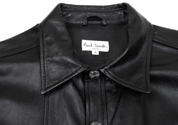 Paul Smith LONDON Silver 925 Cross Button Leather Shirt K-161667_004