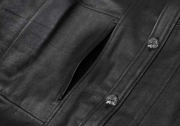 Paul Smith LONDON Silver 925 Cross Button Leather Shirt K-161667_007