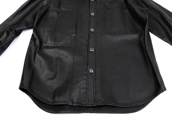 Paul Smith LONDON Silver 925 Cross Button Leather Shirt K-161667_010