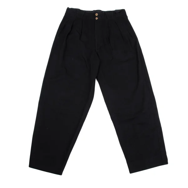 GIORGIO ARMANI Rayon Cotton Tuck Pants Black M-L K-161668_001