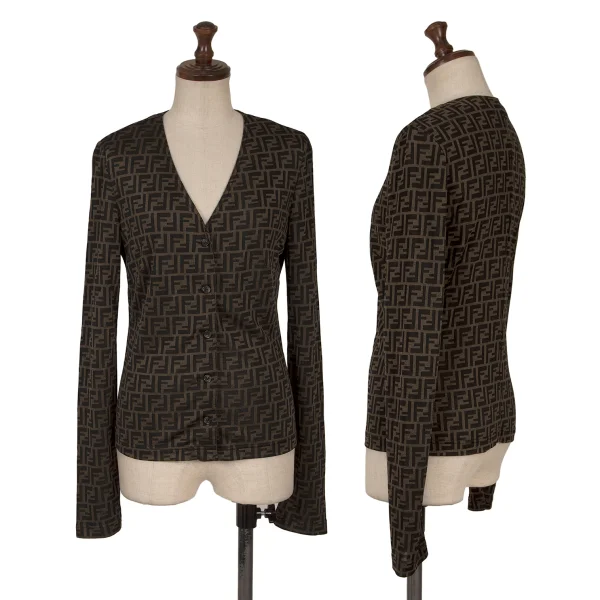 FENDI Logo Cardigan Brown,Black S-M K-161690_001