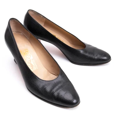 Salvatore Ferragamo Lizard Emboss Leather Pumps