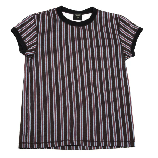 Jean Paul GAULTIER HOMME Nylon Cotton Metallic Stripe T Shirt Brown,Red,Sky blue MA K-161699_001
