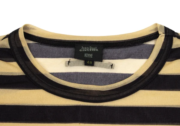 Jean Paul GAULTIER HOMME Acetate Poly See-through Striped T Shirt K-161700_004