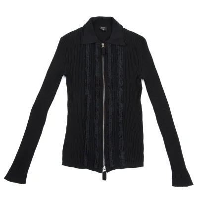 Jean Paul GAULTIER HOMME Frill Taping Zip Up Knit Polo Shirt