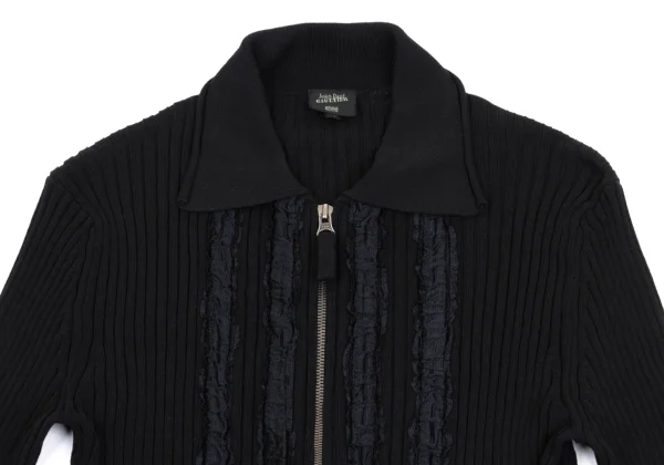 Jean Paul GAULTIER HOMME Frill Taping Zip Up Knit Polo Shirt K-161705_002