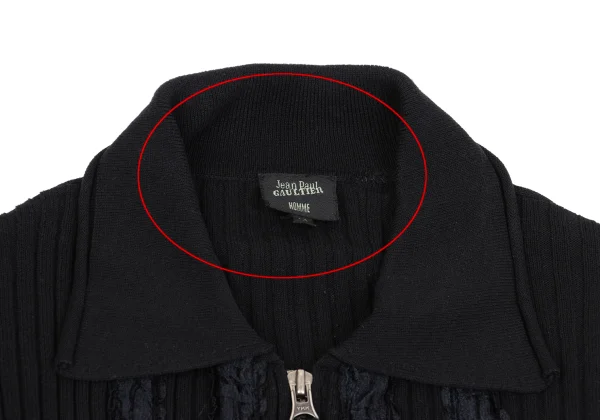 Jean Paul GAULTIER HOMME Frill Taping Zip Up Knit Polo Shirt K-161705_003