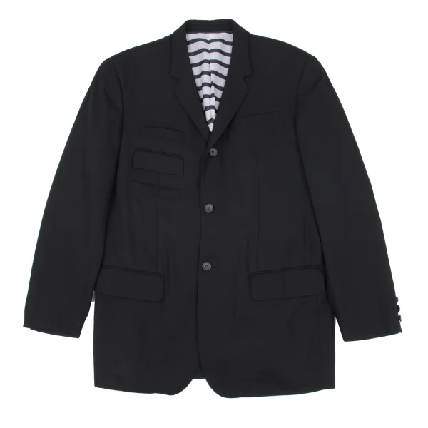 Jean Paul GAULTIER HOMME Wool Nylon Pocket Design Jacket Black 50 K-161707_001