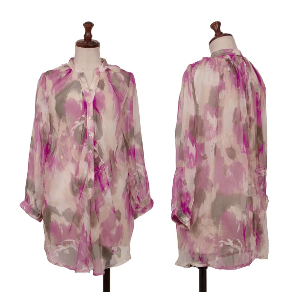 NARACAMICIE Silk See-through Blouse Beige,Purple 0 K-161730_001
