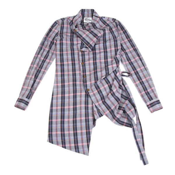 Vivienne Westwood MAN Side Cord Groovy Checkered Shirt Grey,Multi-Color 44 K-161733_001
