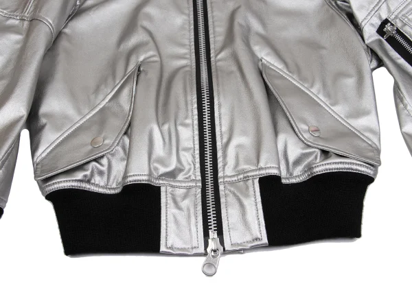 JUNYA WATANABE Metallic Faux Leather Military Jacket K-161738_009