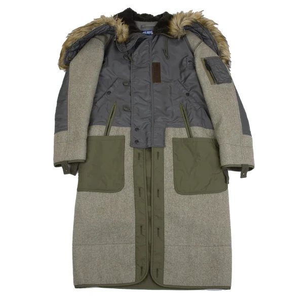 JUNYA WATANABE MAN Military Faux Fur Hooded Coat Khaki S K-161740_001