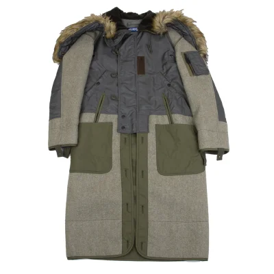 JUNYA WATANABE MAN Military Faux Fur Hooded Coat