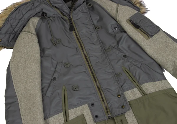 JUNYA WATANABE MAN Military Faux Fur Hooded Coat K-161740_011